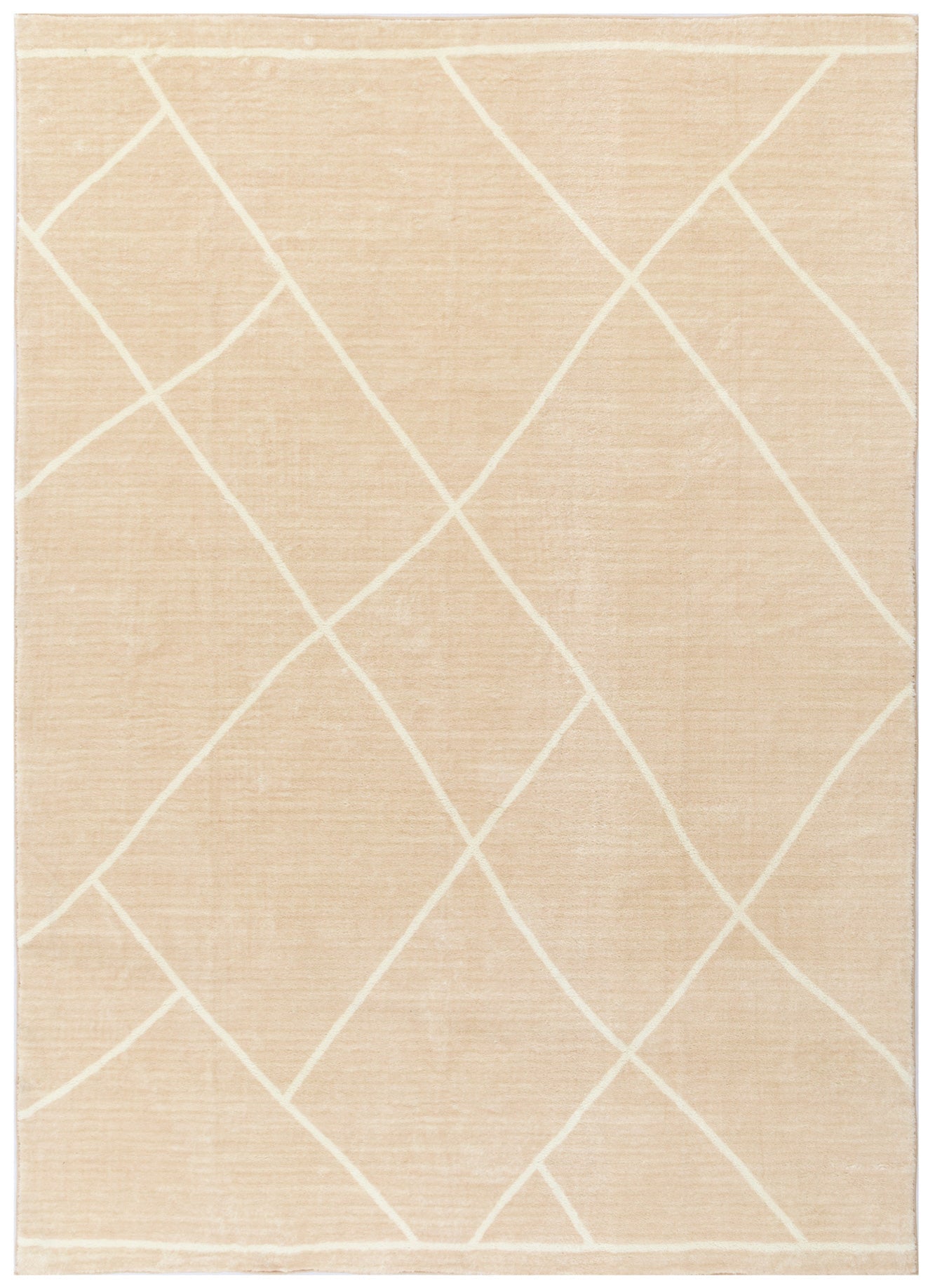 Beige Cloud Diamonds Machine - Washable Polyester Rugs for Modern Living
