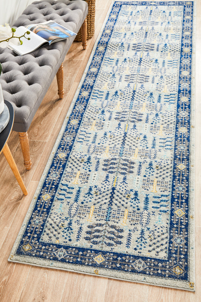 Century 988 Blue Runner Rug - Power Loomed Polypropylene Rug for Every Room