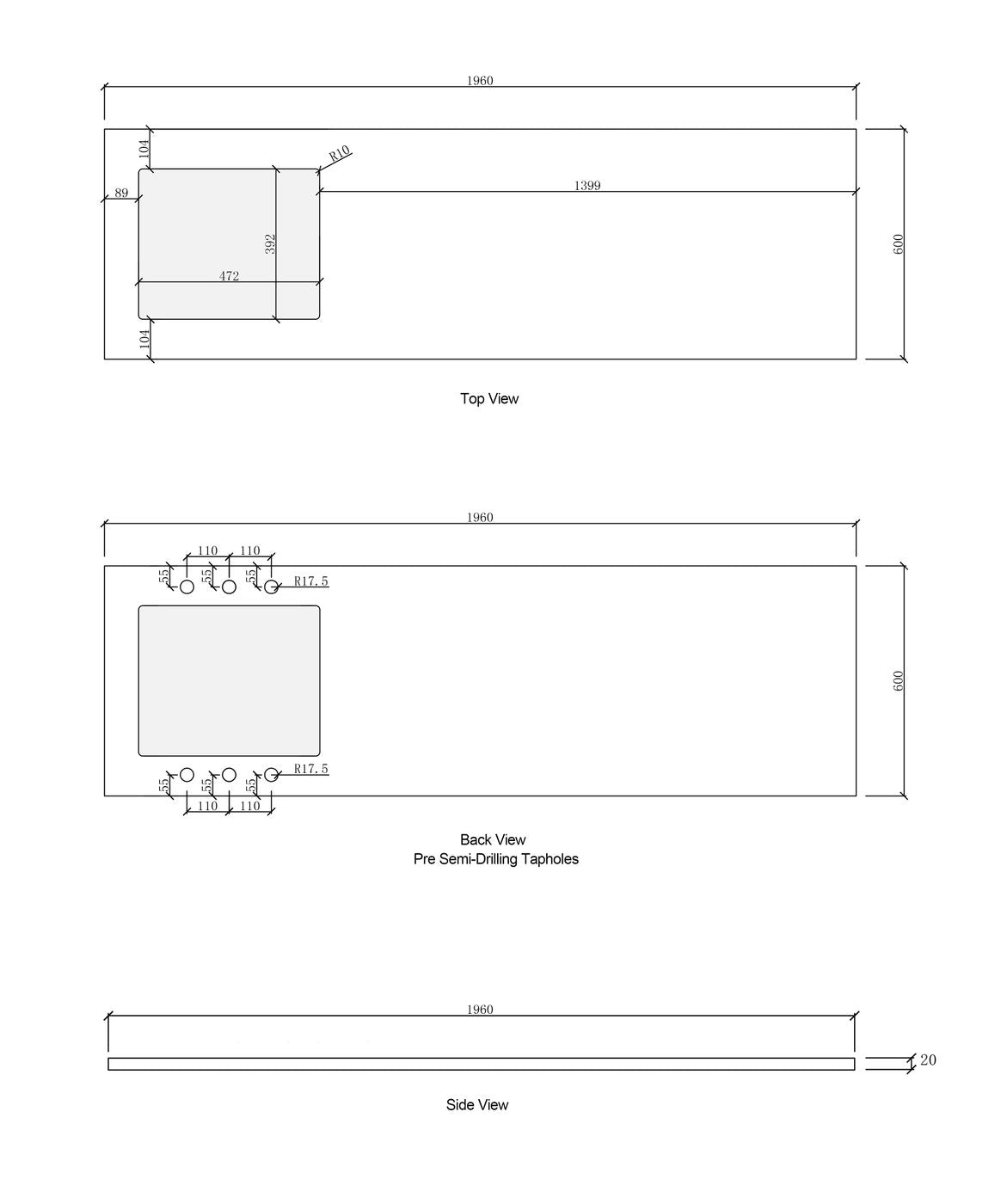 BURLEIGH White Laundry Cabinet Set with Stone Top (Style A) - 1960x600x2100mm