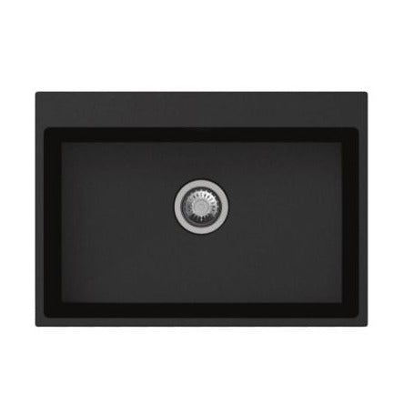 Carysil Metallic Black Granite Kitchen Sink - Top/Under Mount, 680 x 500 x 220mm, Lifetime Warranty!