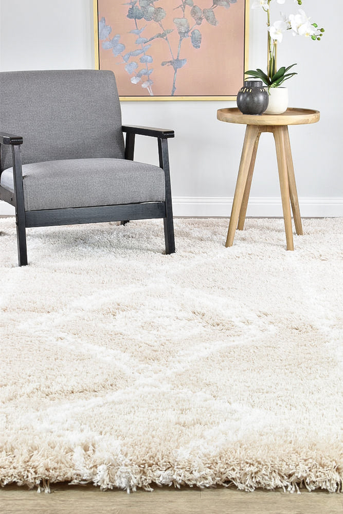 Stylish Beige Cobi Rug 8745A with Soft Shaggy Pile