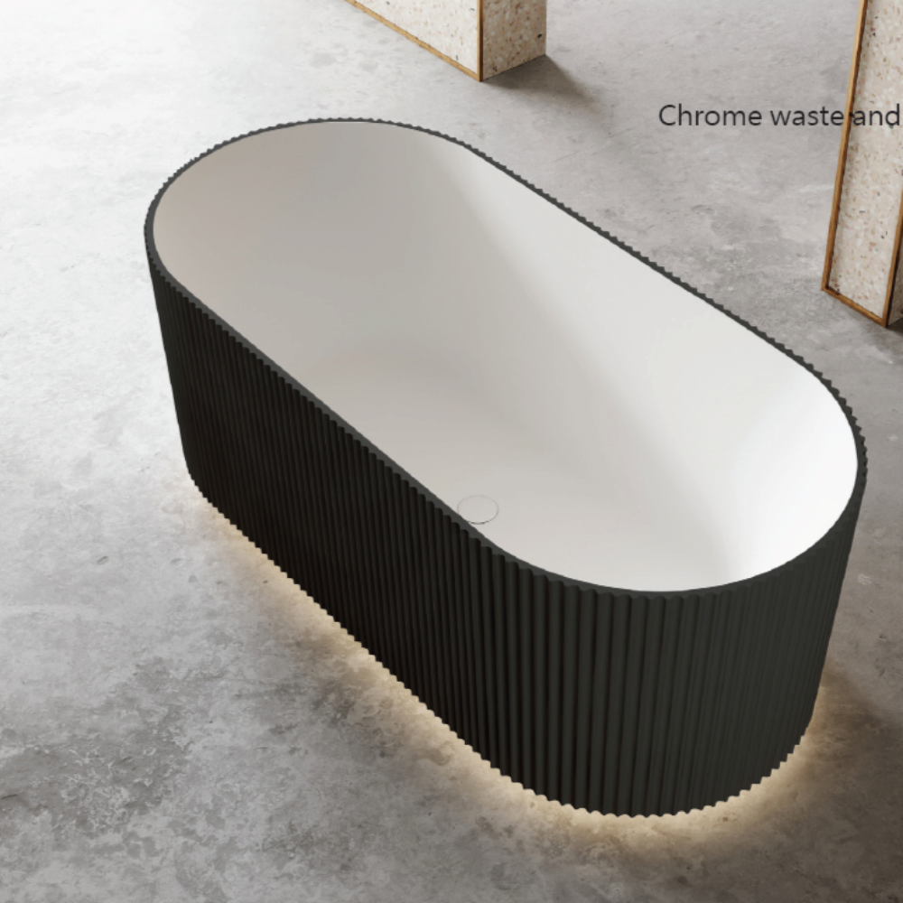 Hot Sale! Oslo Freestanding Acrylic Bathtub in Matte White & Black, 1500/1700mm