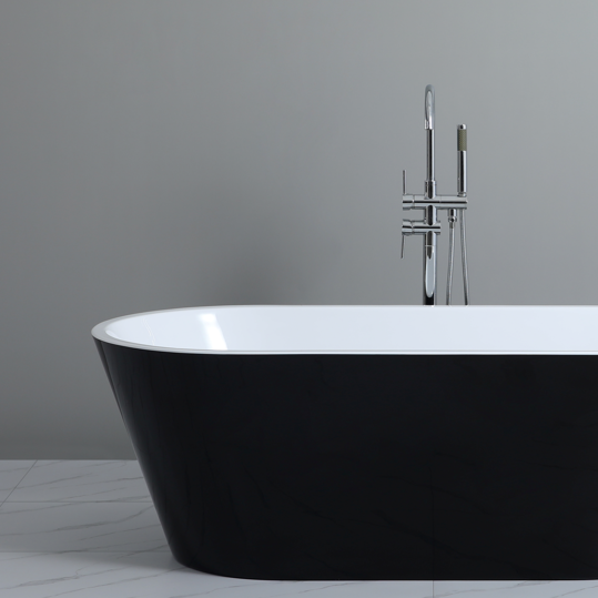 Ovia Freestanding Oval Bathtub - 1500/1700mm, Gloss Black or White