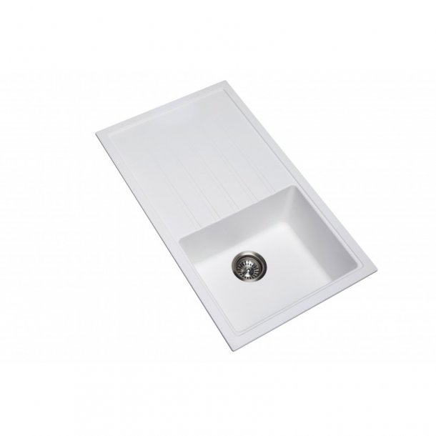 CARYSIL VIVALDI 860x500mm White Granite Kitchen Sink with Drainboard and Lifetime Warranty