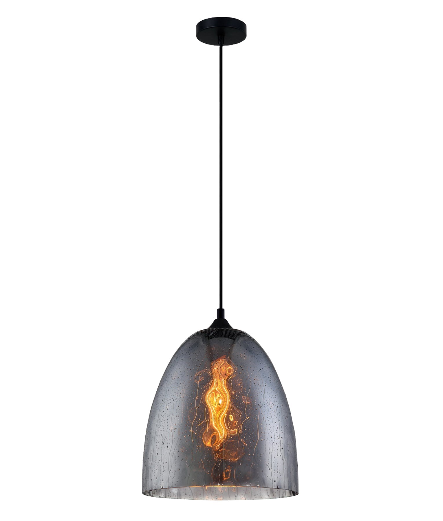 Smoke Black Ellipse Glass Pendant Light with Rain Drop Effect