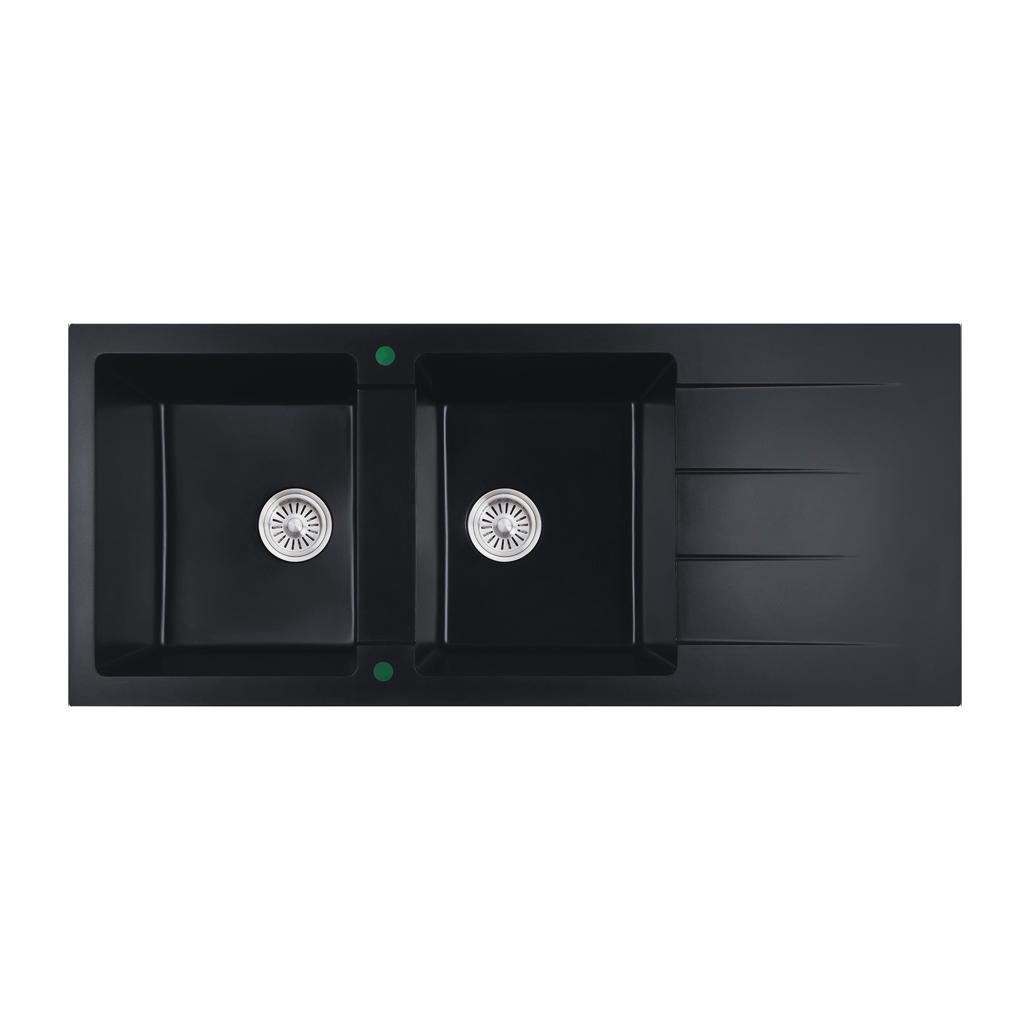 Matte Black Cora Double Bowl Granite Sink with Drainer and Waste