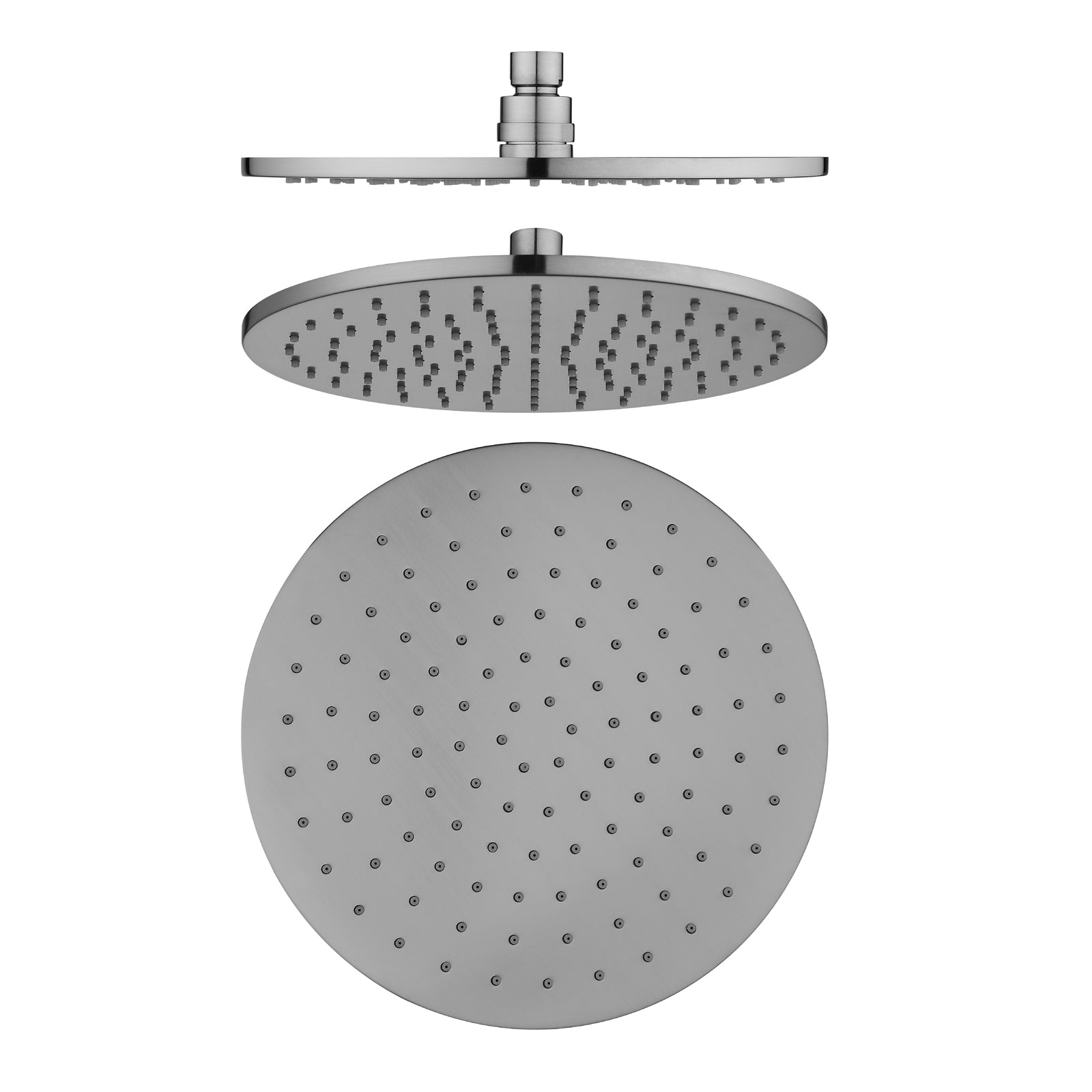 PENTRO 250mm Solid Brass Round Rainfall Shower Head with Brushed Nickel Finish - Affordable Luxury
