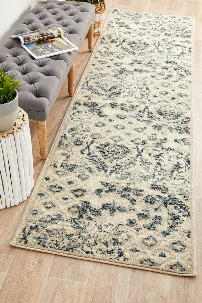 Amazing Oxford Blue Runner Rug with Captivating Traditional Design