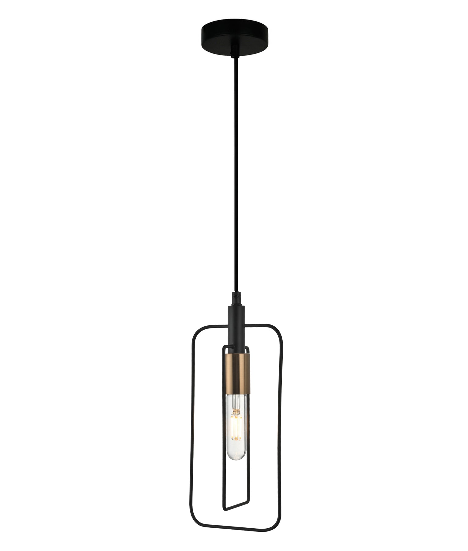 Stylish Interior Black Iron Rectangular Wire Pendant Light