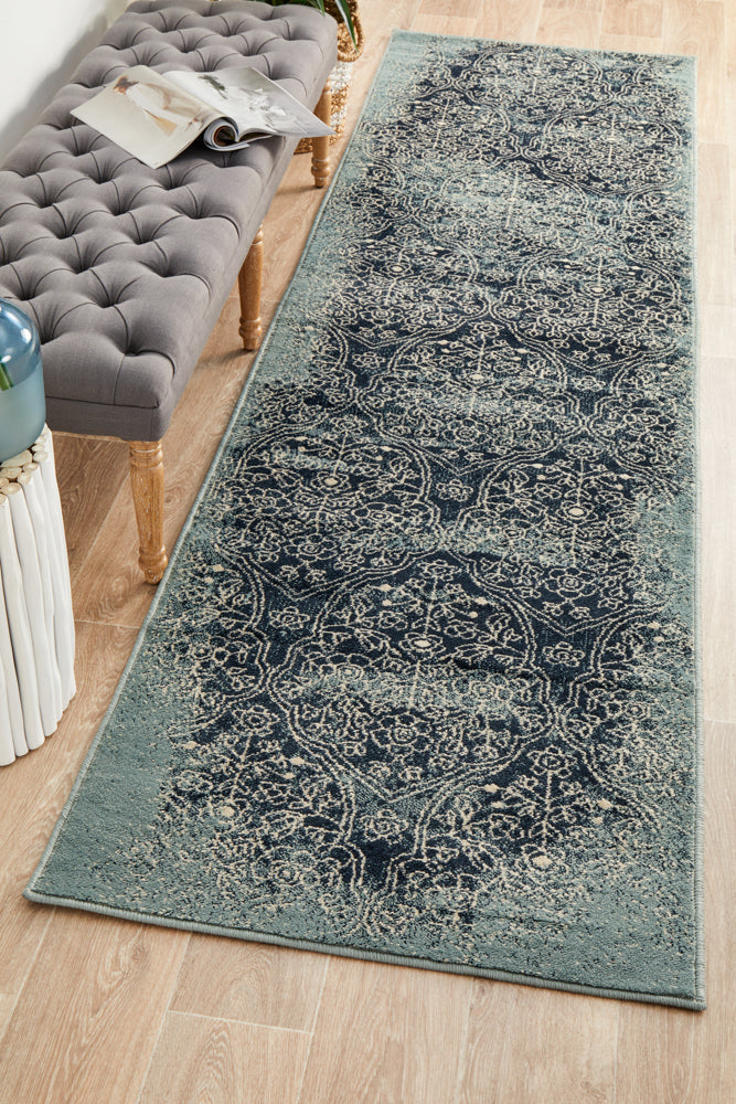 Oxford Soft 11mm Pile Denim Runner Rug with Classic Design