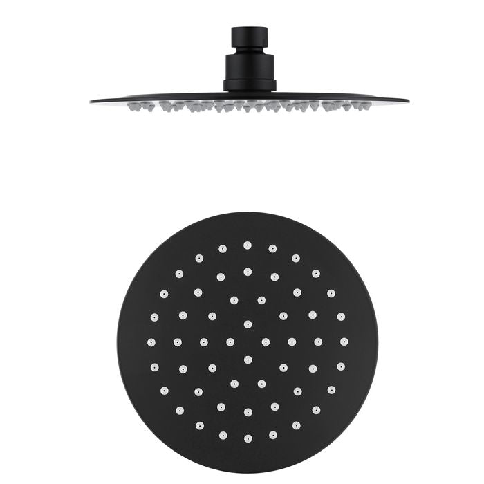 PAVIA Round 200mm Twin Shower Half Rail with Matte Black Top Inlet