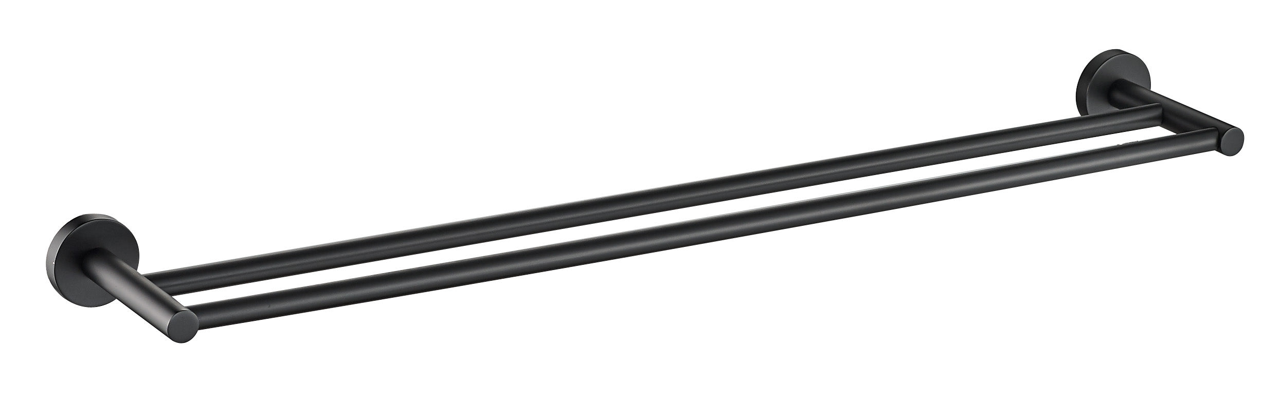 Hot Sale! 750mm Otus Matte Black Round Double Brass Towel Rail