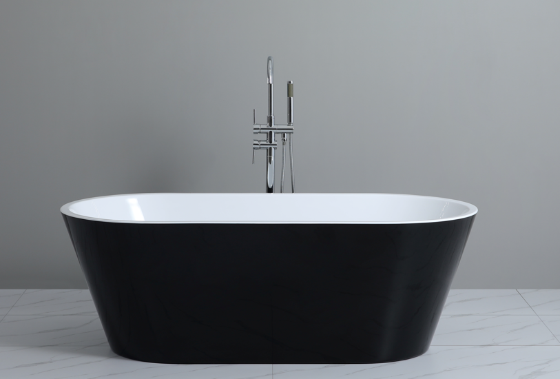 Ovia Freestanding Oval Bathtub - 1500/1700mm, Gloss Black or White