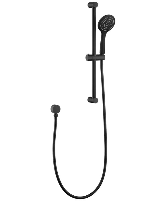 Hot Deal! PAVIA Matte Black Shower Rail Set with Round Handheld Shower