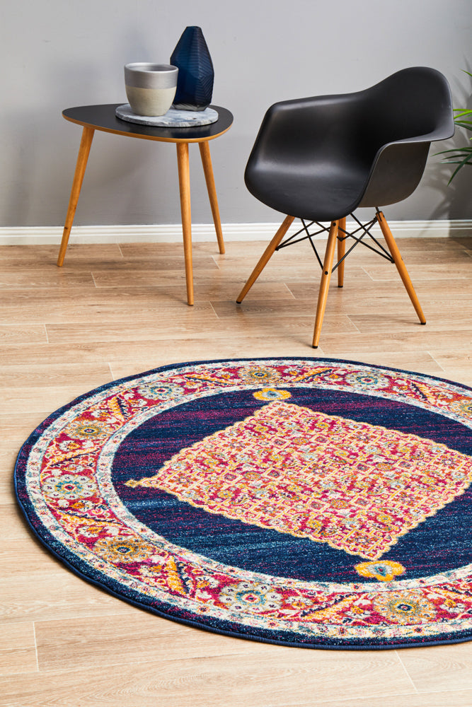 Century 966 Durable Royal Blue Round Polypropylene Rug
