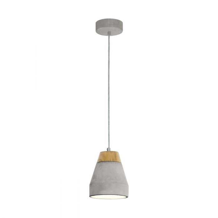 Concrete Grey TAREGA 25 Pendant Light with Wood Accents