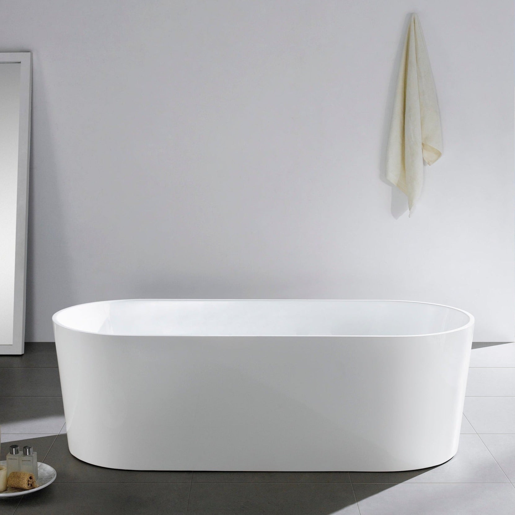 Ovia Gloss White Free Standing Bathtub (1200 - 1700mm) - Great Deal!