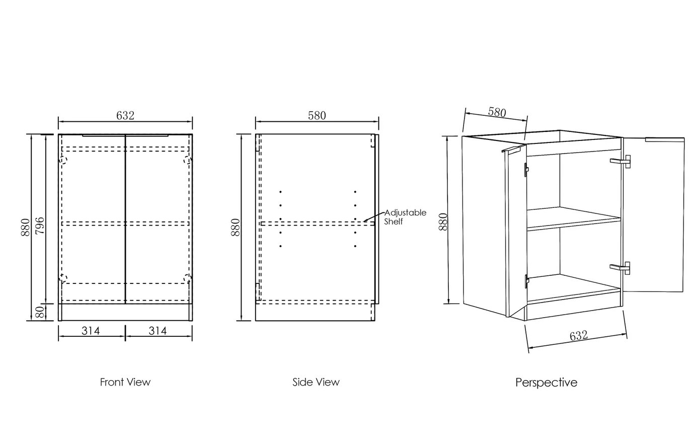 Hot Sale! Byron 1300x600x900mm Laundry Cabinet with Black Oak Base, Stone Top and Sink
