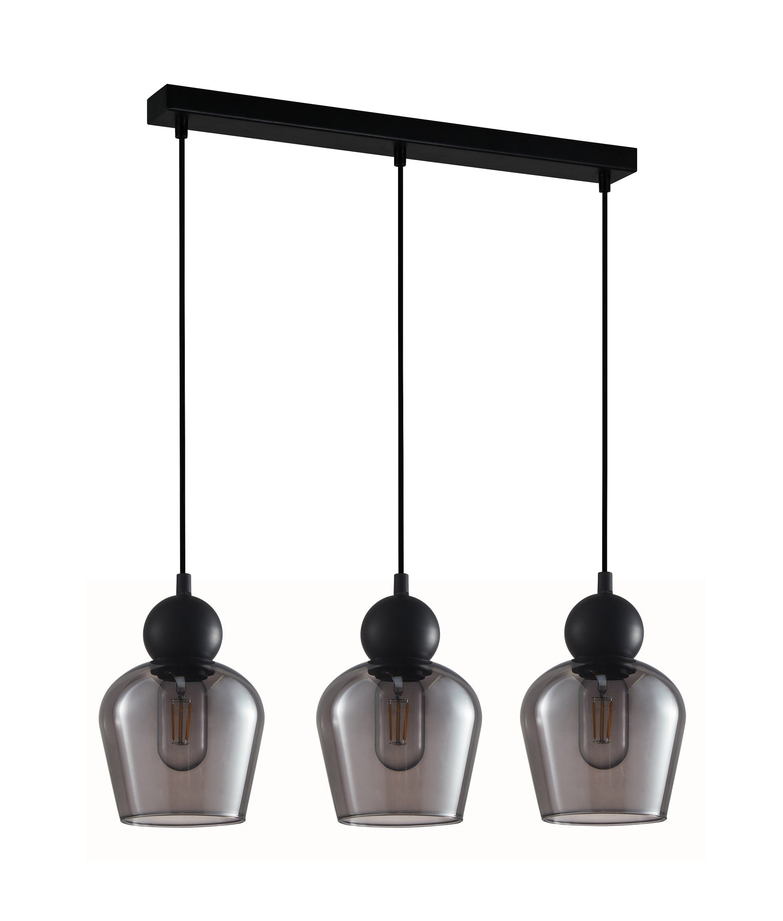 Bronze Amber and Black Smoke Glass Ellipse Multiple Bar Base Interior Pendant Lights