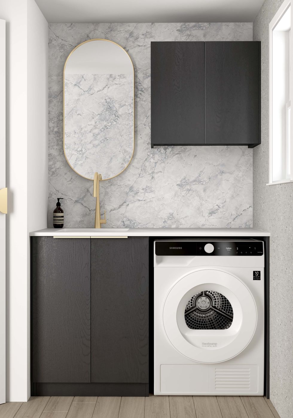 Byron Style A Black Oak Laundry Cabinet Set 1305x600x2100