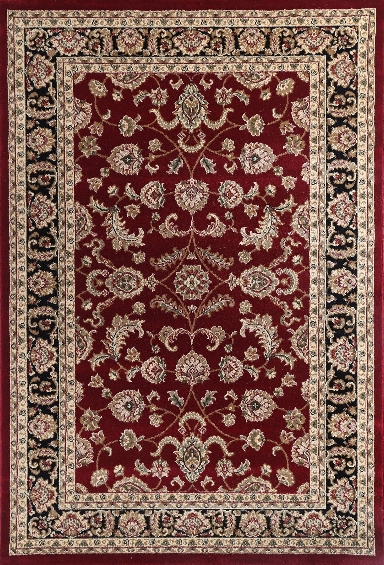 Exclusive Red and Black Traditional Ikat Border Rug - Washable and Durable