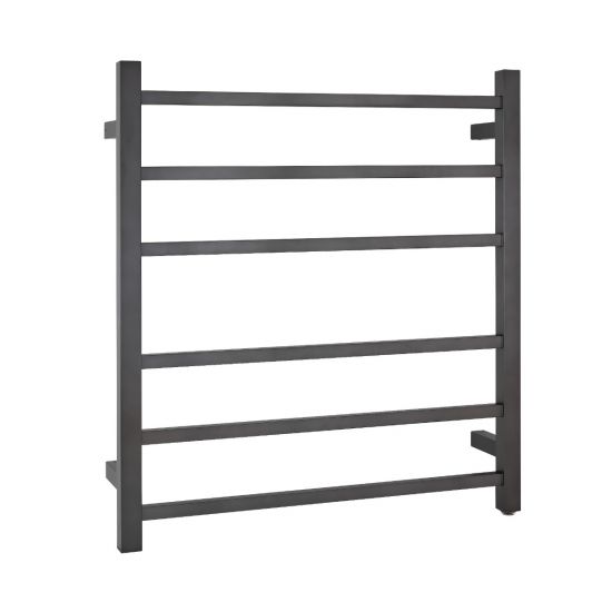 6-Bar Square Electric Heated Towel Rack in Brushed Gun Metal Grey