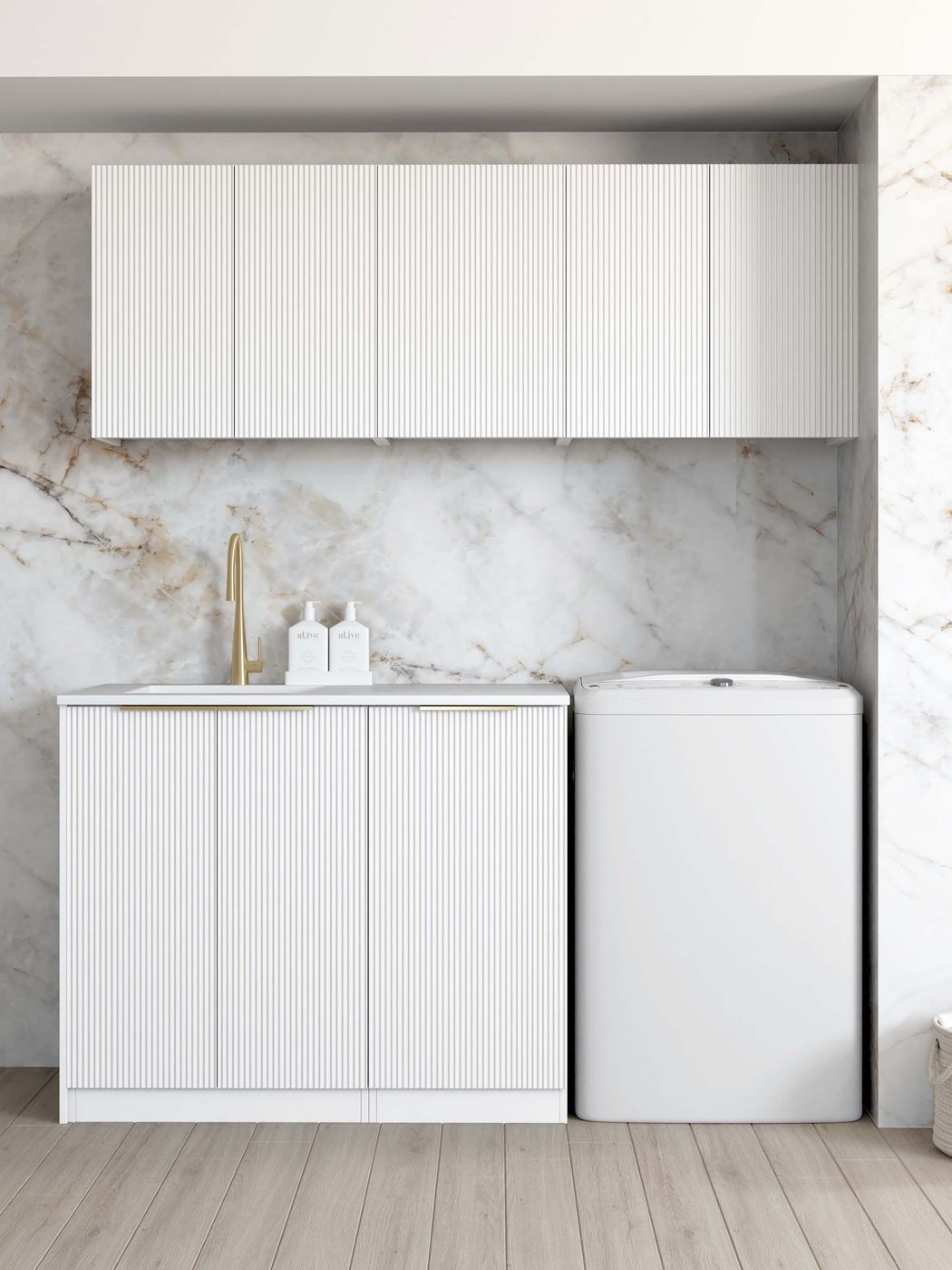 Exclusive BURLEIGH White Laundry Cabinet Set with Stone Top (Style B, 1715x600x2100mm)