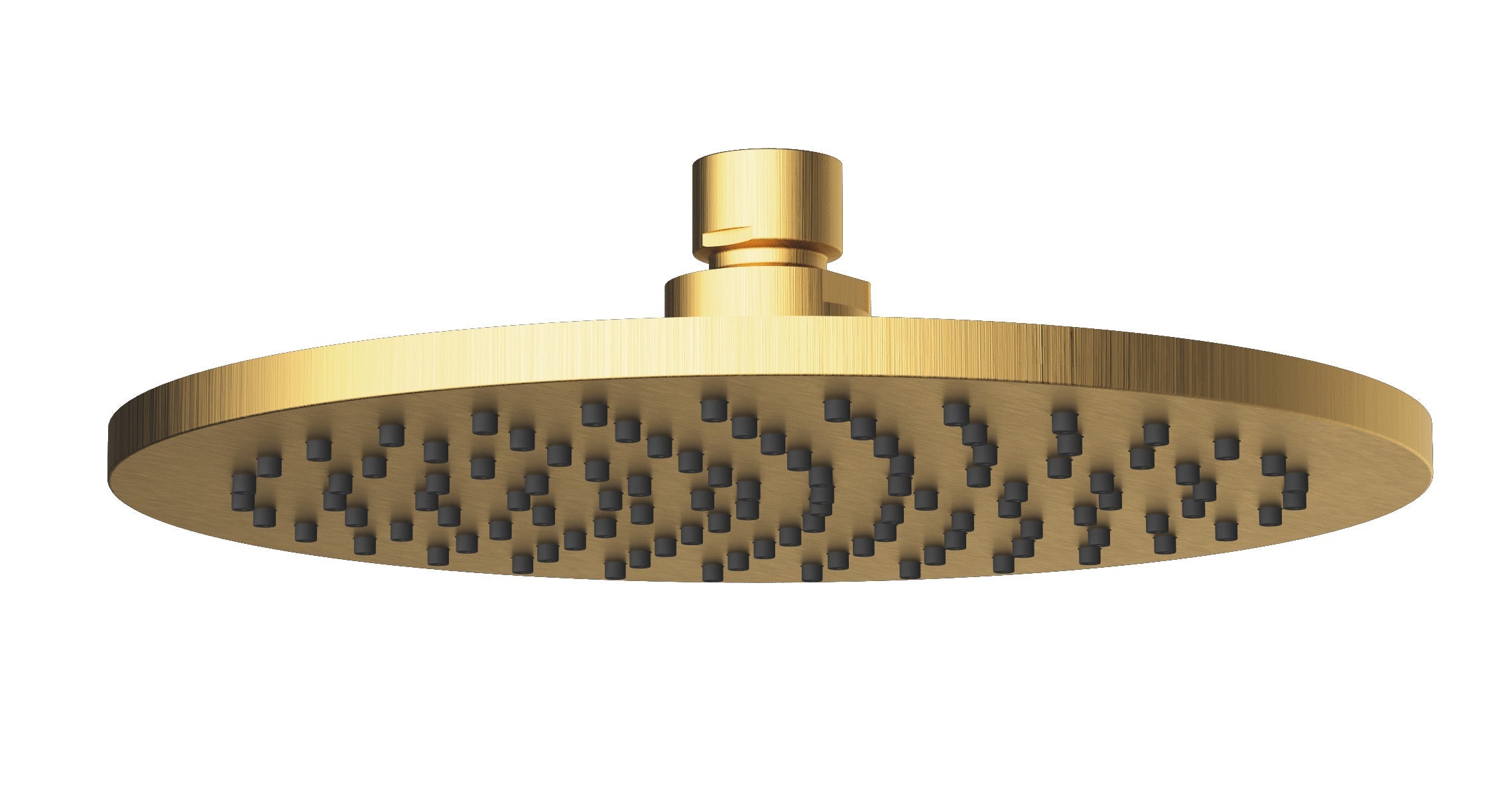 Get This Stylish 200mm Brushed Gold Cora Overhead Round Brass Shower Head Now
