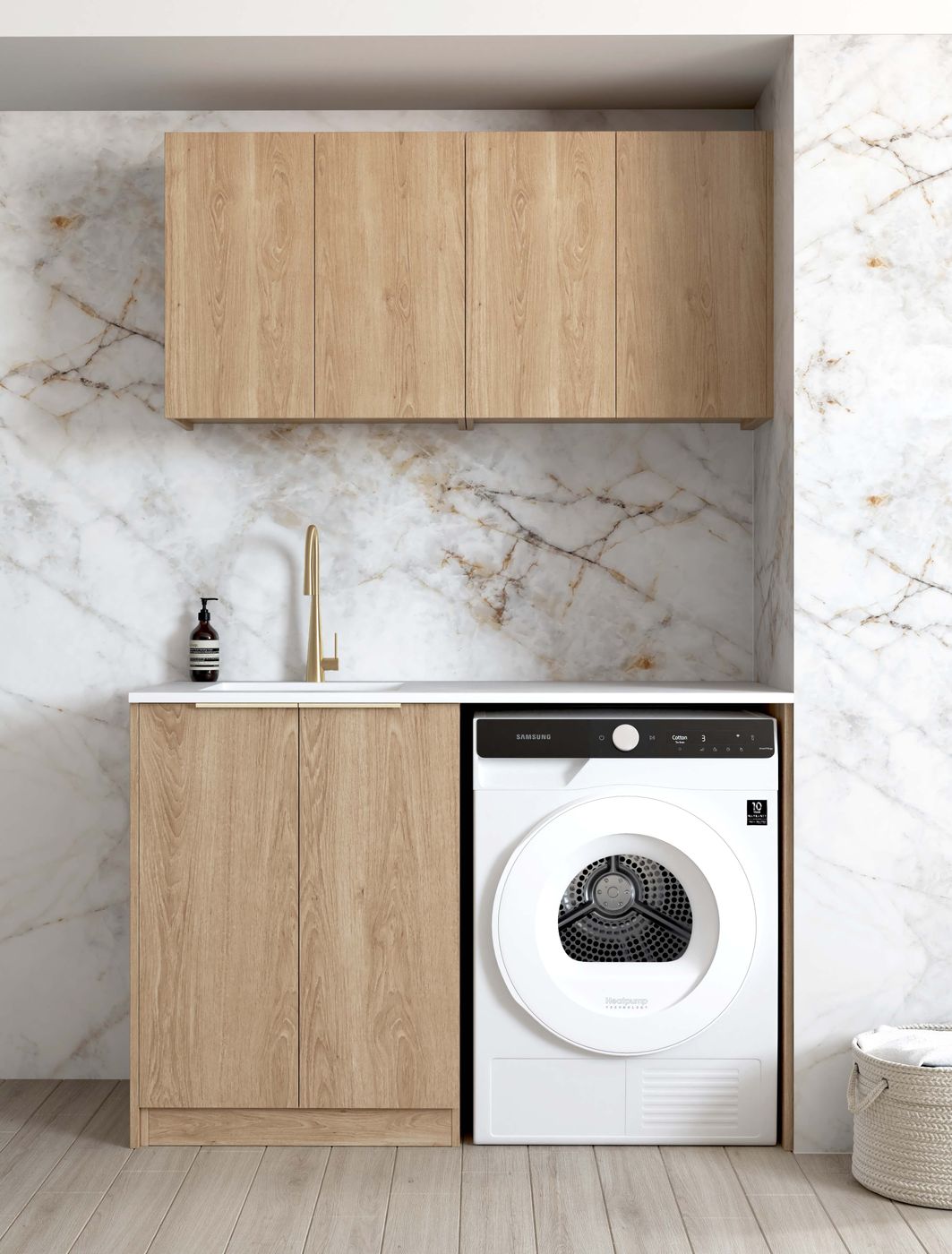 Byron Natural Oak Laundry Cabinet Set 1305x600x2100mm (Style B) - Premium Offer