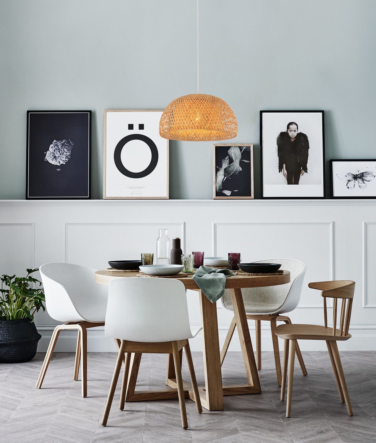 Bohemian-Style Interior Pendant Light with Natural Bamboo Finish
