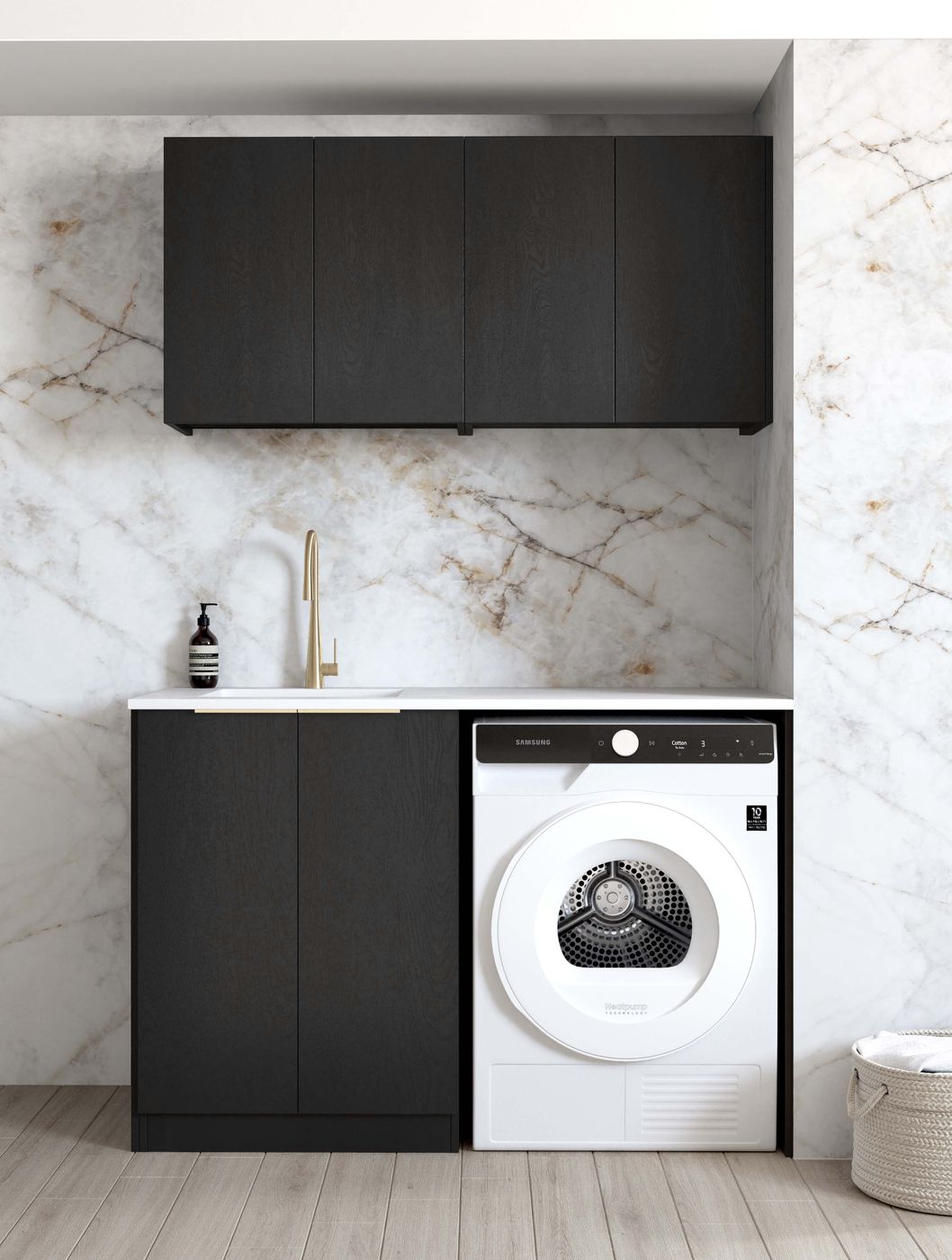 Exclusive Byron Black Oak Laundry Cabinet Set 1305x600x2100 (Style B)