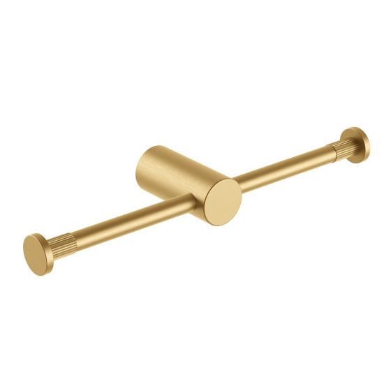 Stylish Brushed Gold Double Wall - Mounted Toilet Paper Holder by CADDENCE
