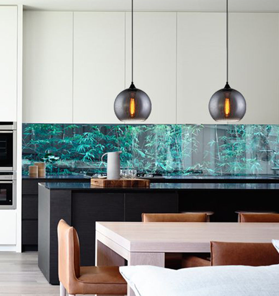 CHUVA: Rain Drop Effect Smoke Black Glass Wine Glass-Style Pendant Light