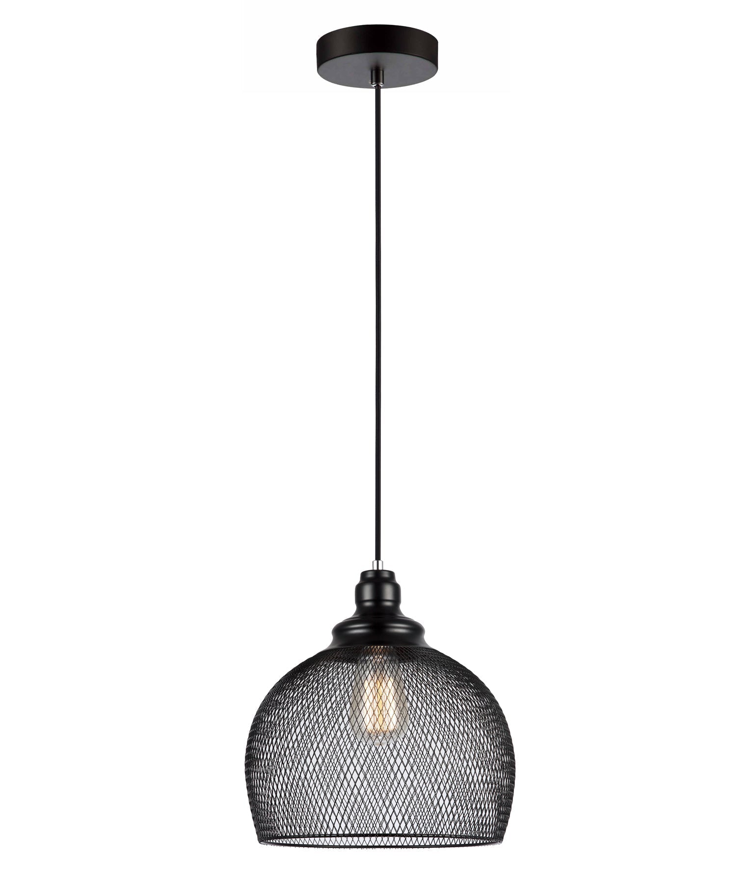 Industrial-Style Black Mesh Wine Glass Shape Single Pendant Light for Interior