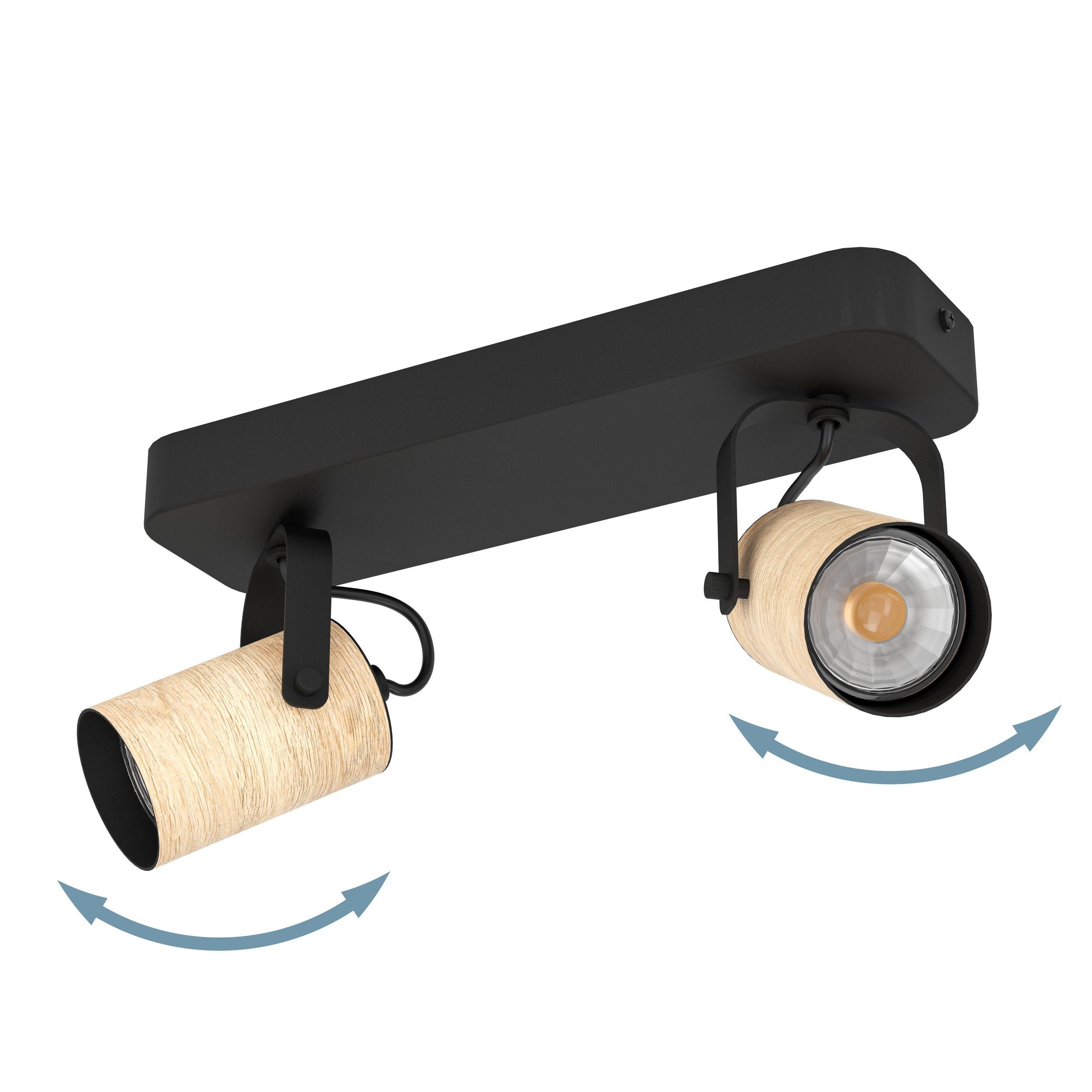 Black Steel and Brown Wood CAYUCA Directional Spotlight