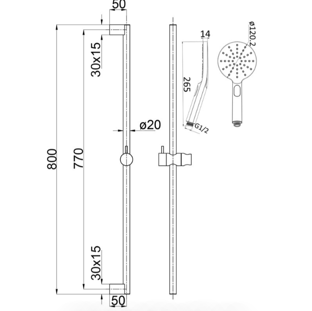 Hot Sale Chrome Cora Round Sliding Shower Set for Bathroom Upgrade