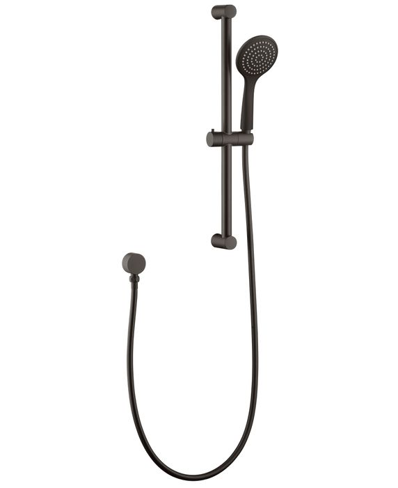 PAVIA Gun Metal Shower Rail Set with Round Handheld Shower - Great Deal!