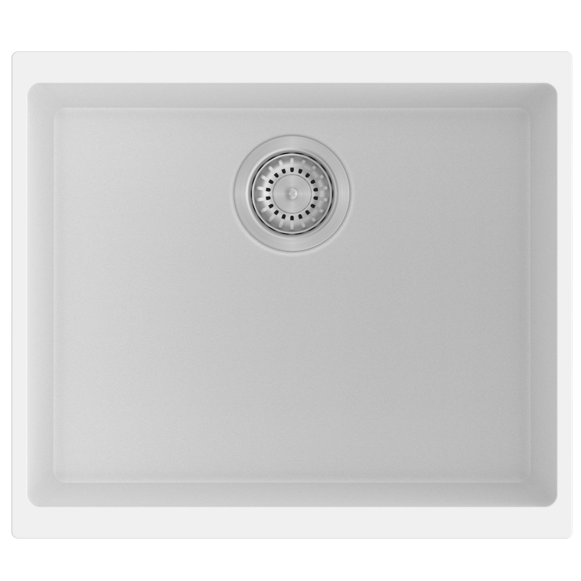 CARYSIL Premium White Granite Single Bowl Sink (530 x 460 x 200mm) - Top/Flush/Under Mount