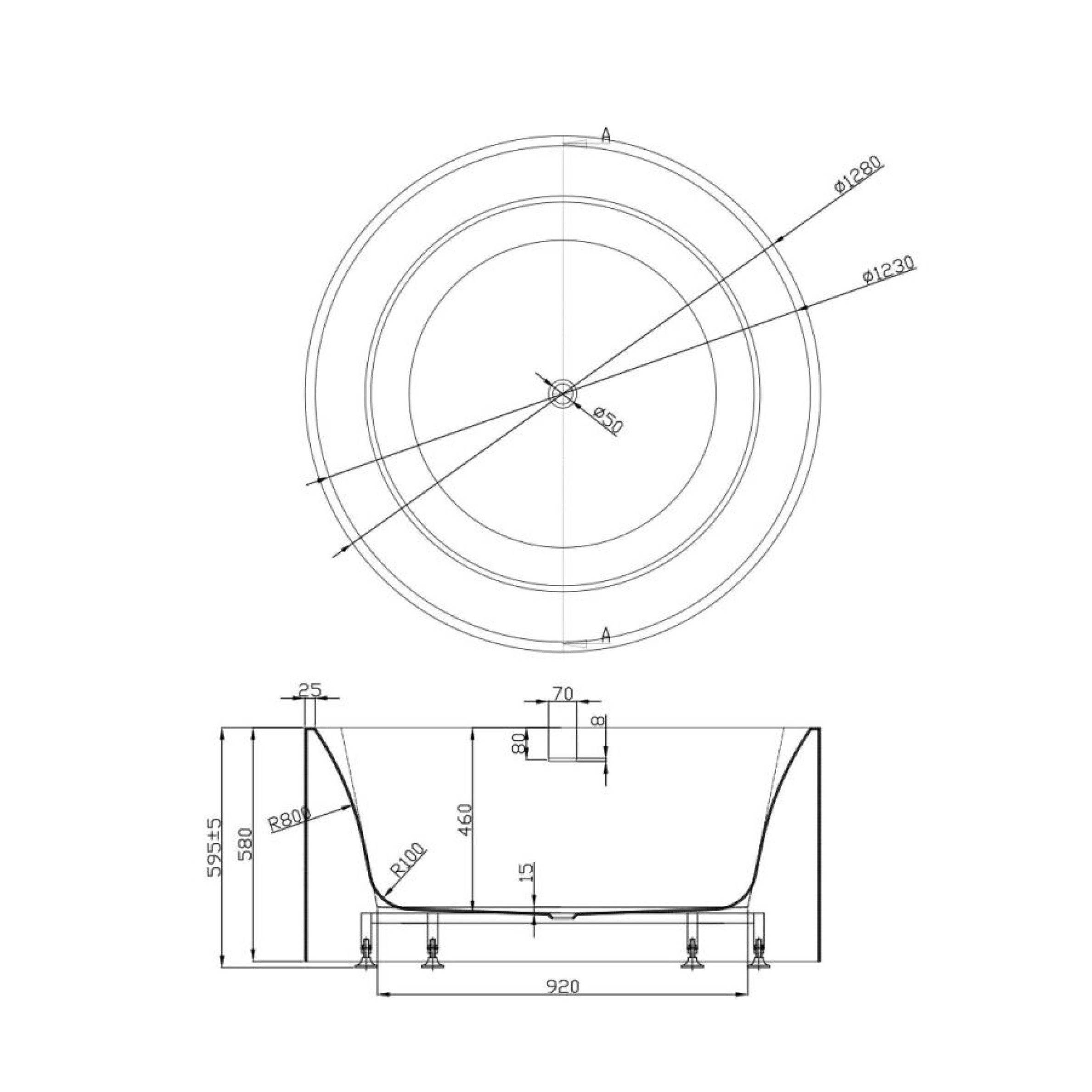 1300mm Matte White Como Freestanding Round Bathtub