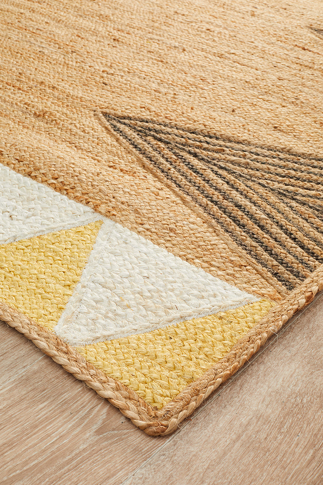 Hot Sale! Parade 222 Natural Jute Yellow Floor Rug Handmade in India