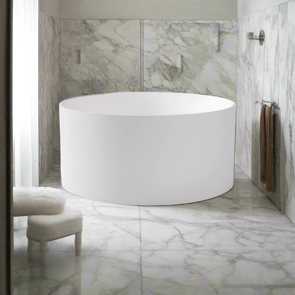 1300mm Matte White Como Freestanding Round Bathtub