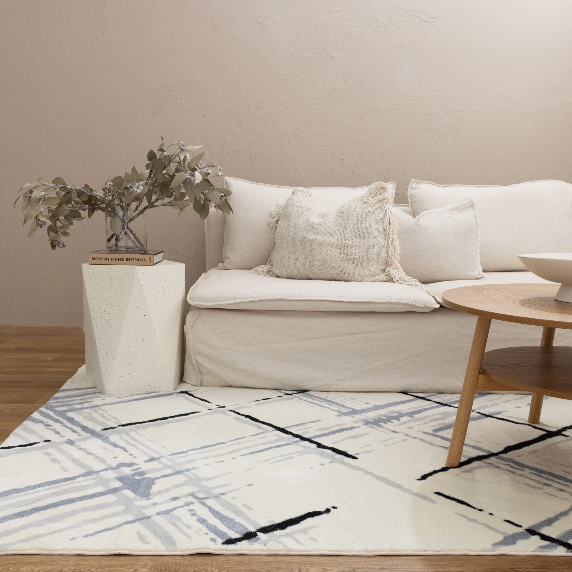 Hot Sale! Cloud Geo Blue Polyester Machine-Washable Rug for Modern Living