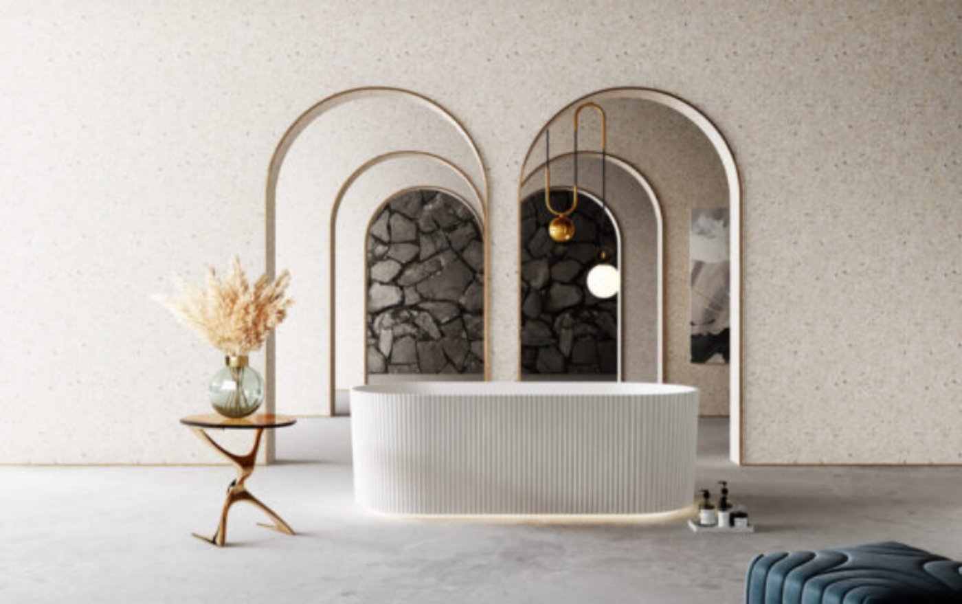 Hot Sale! Oslo Gloss White Free-Standing V-Groove Oval Bathtub (1500/1700mm)