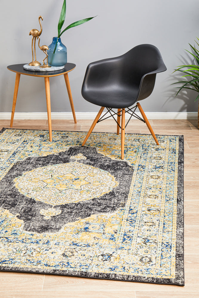 Century 955 Round Charcoal Rug with Turkish-Inspired Design