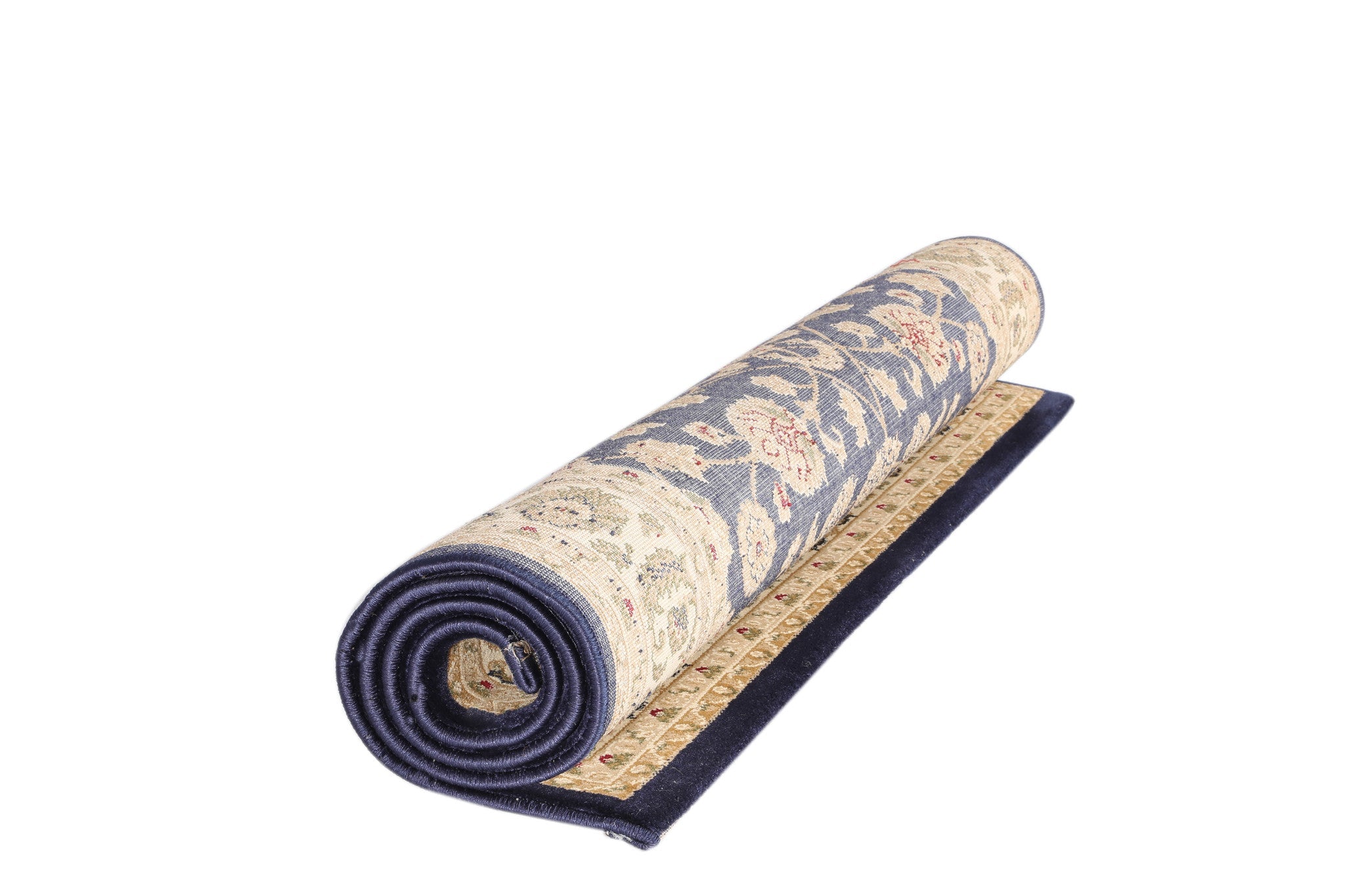 Exclusive Navy Blue Traditional Ikat Rug with Ornate Border - A Timeless Home Decor Piece