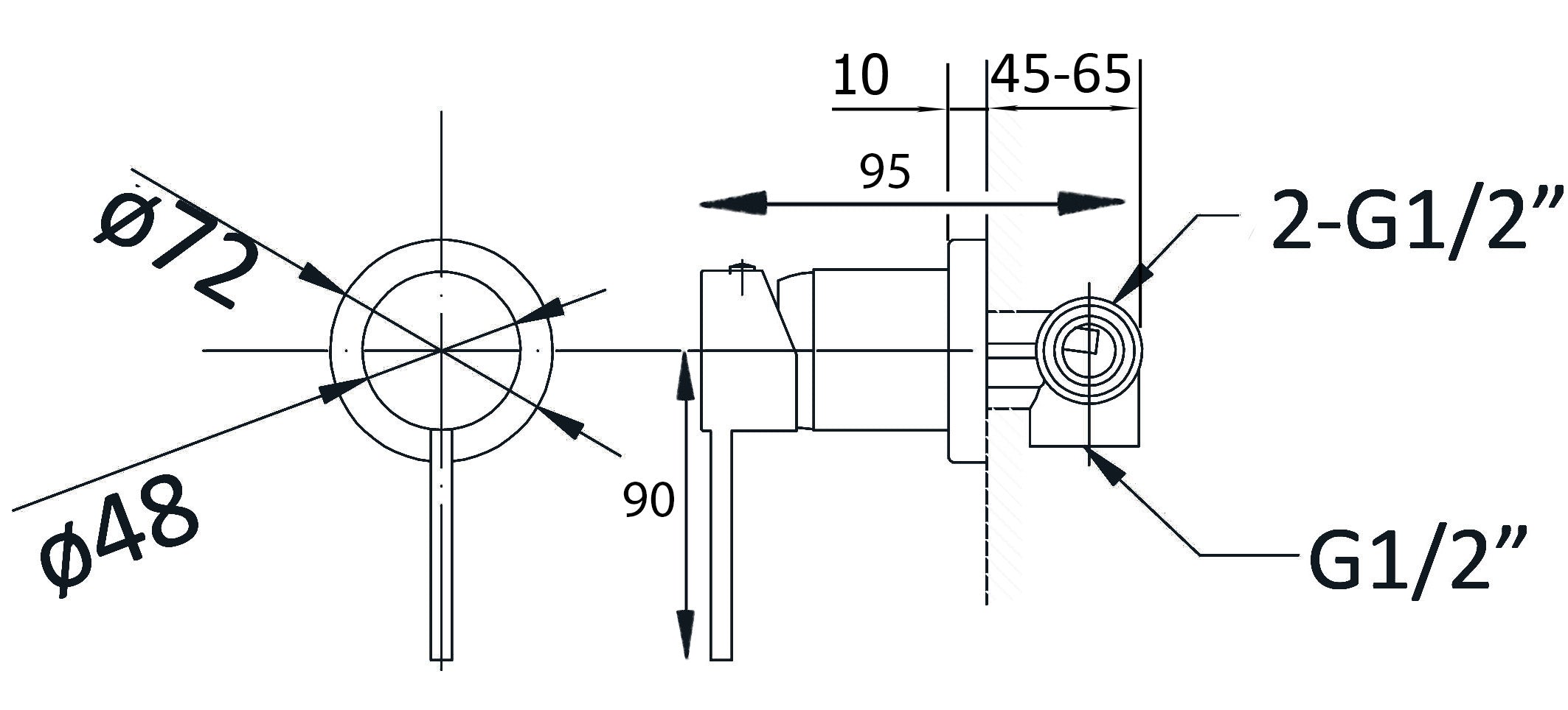 Chrome Plated Otus Wall - Mounted Mixer with Pin Handle