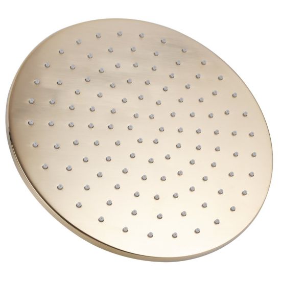 Pentro 250mm Solid Brass Round Rainfall Shower Head in Brushed Yellow Gold - Luxury Bathroom Upgrade