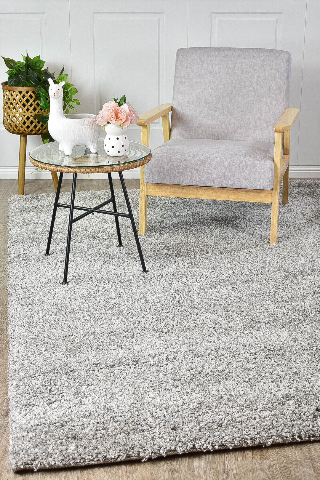 Stylish Palma Light Grey Polypropylene Rug with Soft Touch and Thick Pile