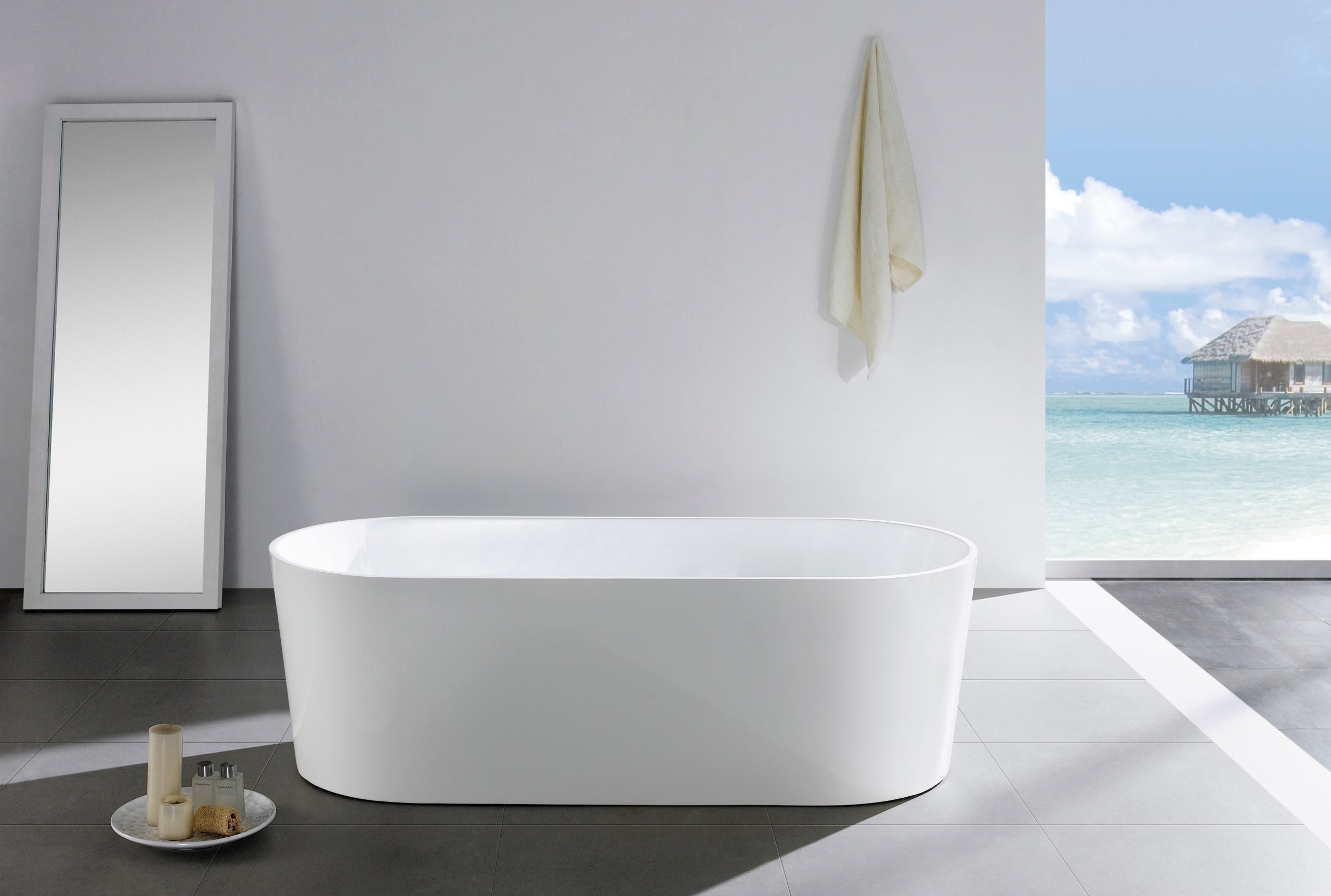 Ovia Gloss White Free Standing Bathtub (1200 - 1700mm) - Great Deal!