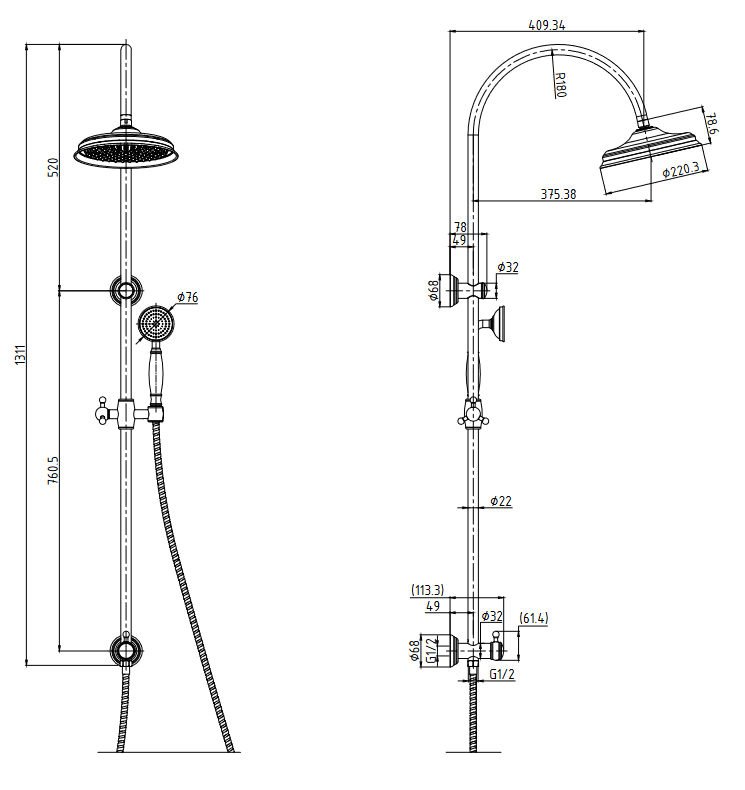 Hot! Brushed Nickel Clasico Shower Set